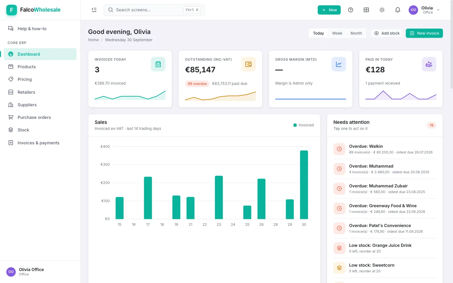 The console dashboard