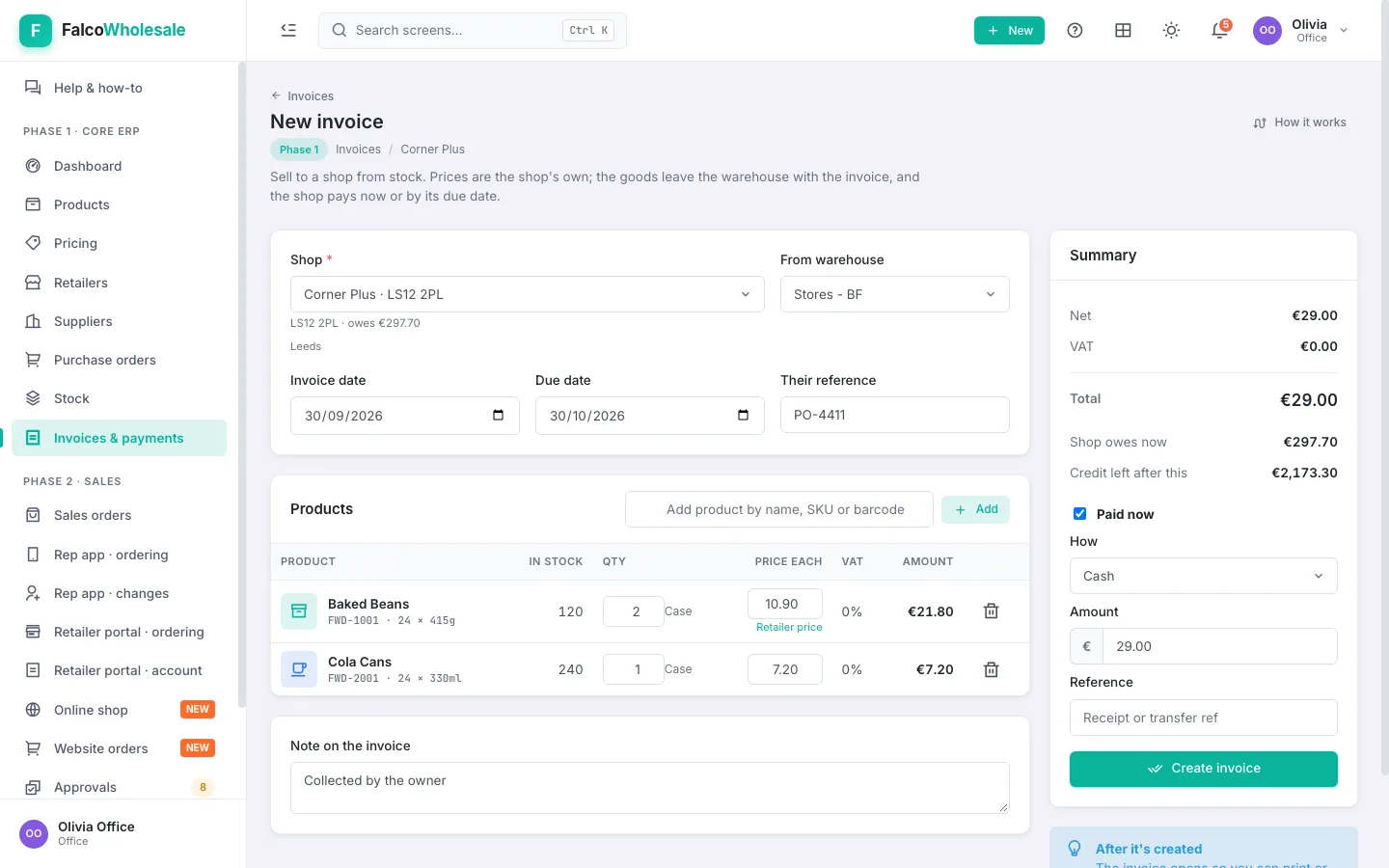 New invoice