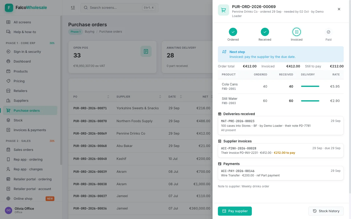 Purchase order tracker