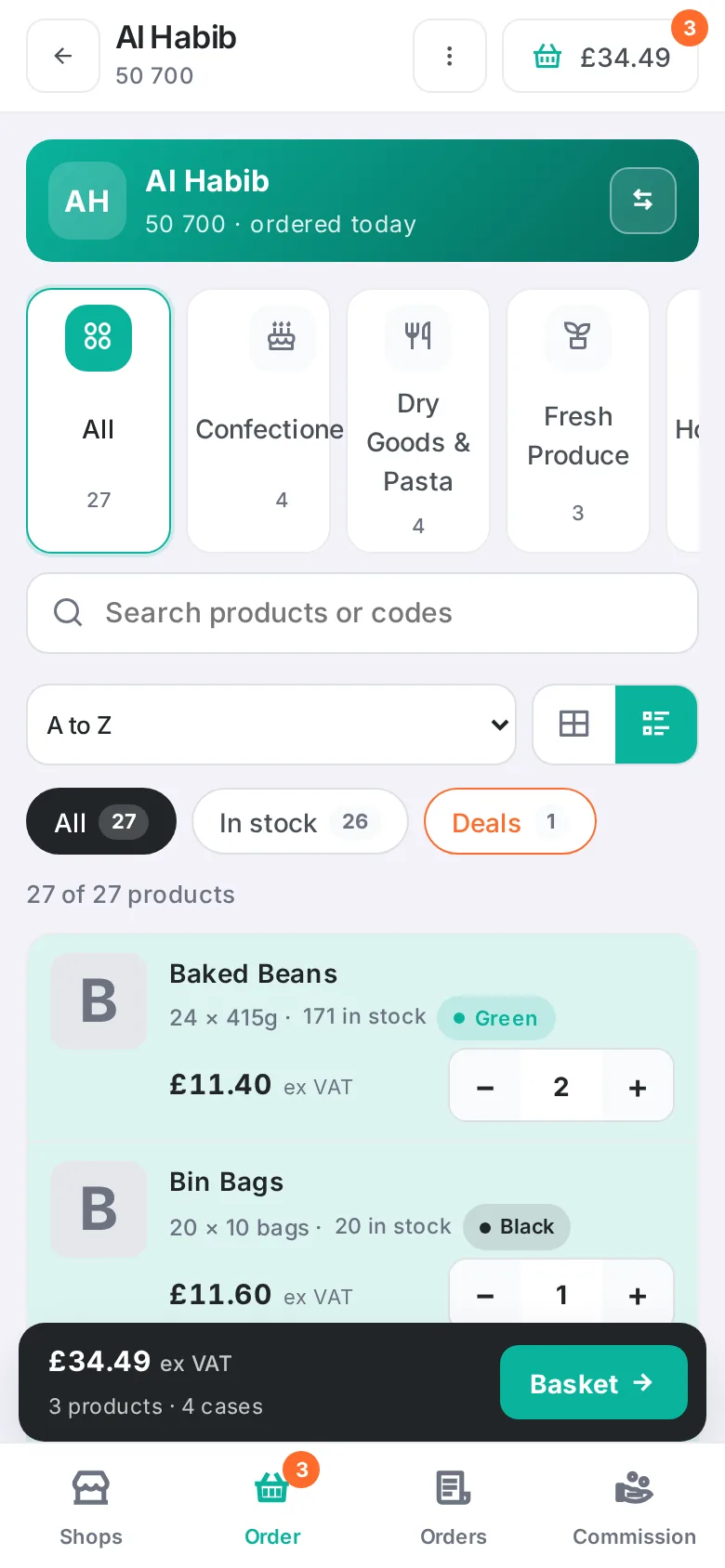 Products as a list