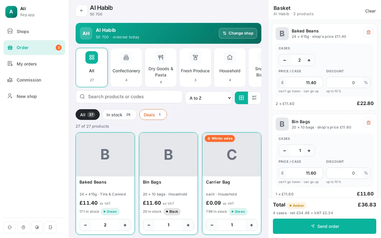 Rep app on a tablet